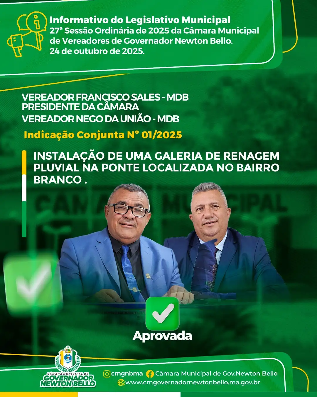Indicações Aprovadas na 27ª Sessão Ordinária de 2025