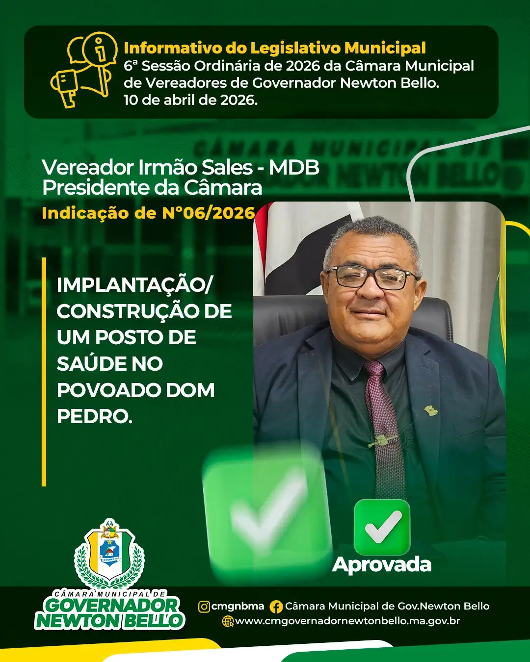 Indicações Aprovadas na 6ª Sessão Ordinária de 2026